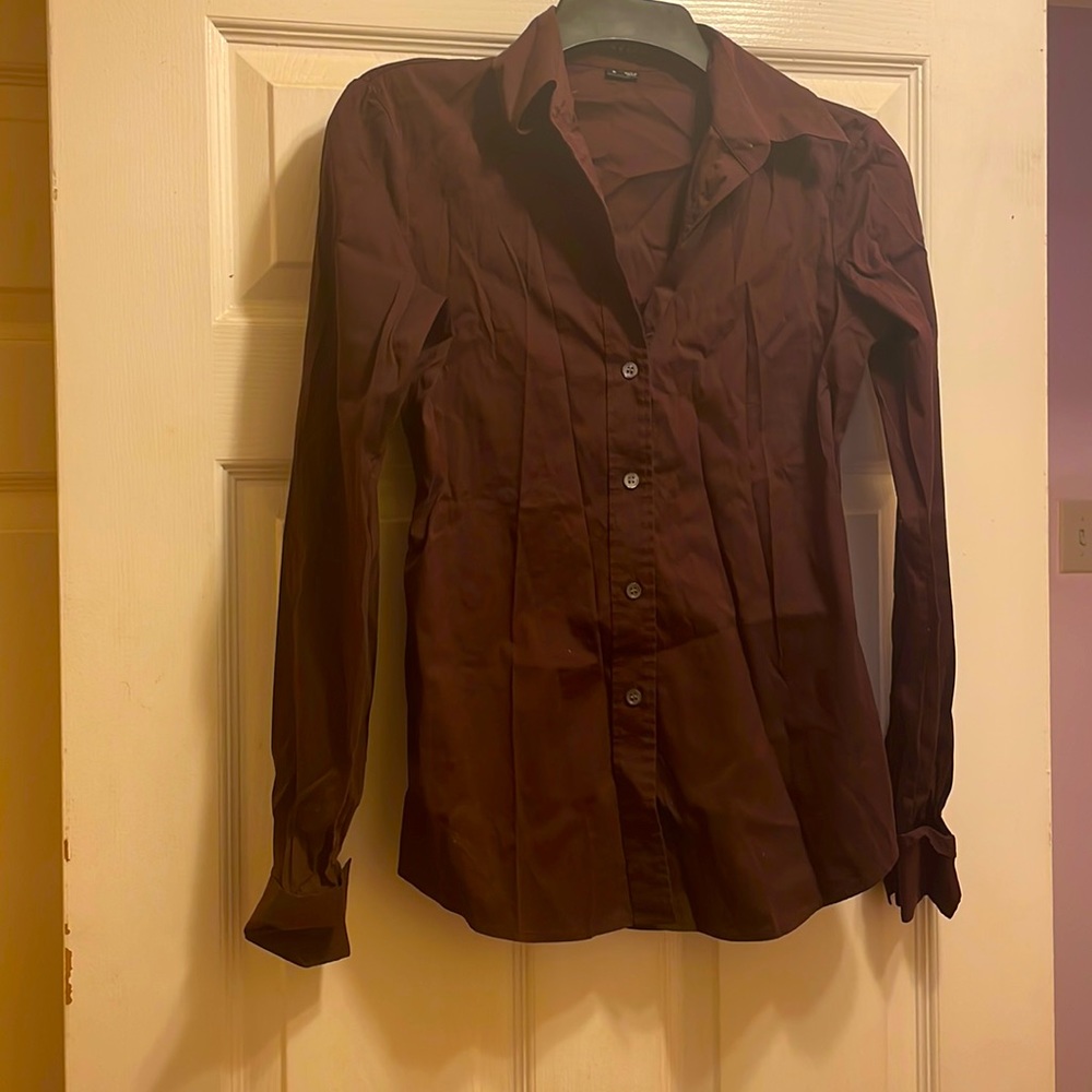 THEORY button down burgundy Petite small